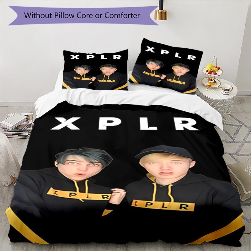 3pcs Sam and Colby pattern bedding set duvet cover set includes duvet cover &pillowcases, perfect all season bedroom decoration & gift