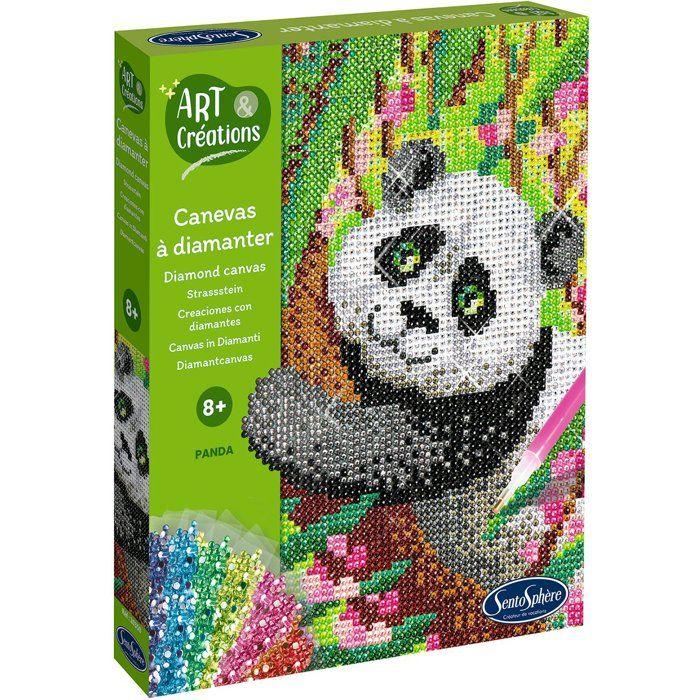 Création a base de mini strass - SENTOSPHERE - Art & Créations - Canevas a Diamanter - Panda - Des 8 ans