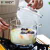 BORREY High Temperature Glass Soup Porridge Pot Korean Soup Pot Breakfast Microwave Fire Heating Glass Bowl Kitchen Cooking Tool