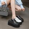 Fashion 8cm 2025 Patent Microfiber Leather Women Slipper Sandals Shoes High Brand Fashion Platform Wedge Flats Summer Lace Up