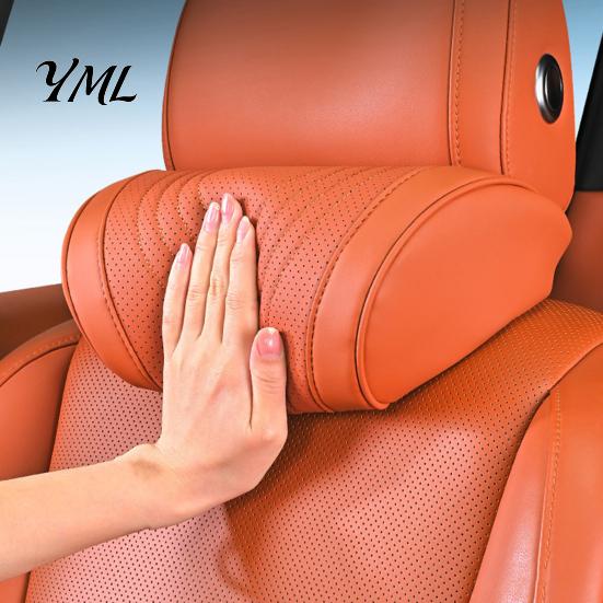 Breathable Seat Pillow Car Headrest for Neck Support, Memory Foam with Ergonomic Rest Adjustable Strap, Universal Lumbar Support Cushion Auto