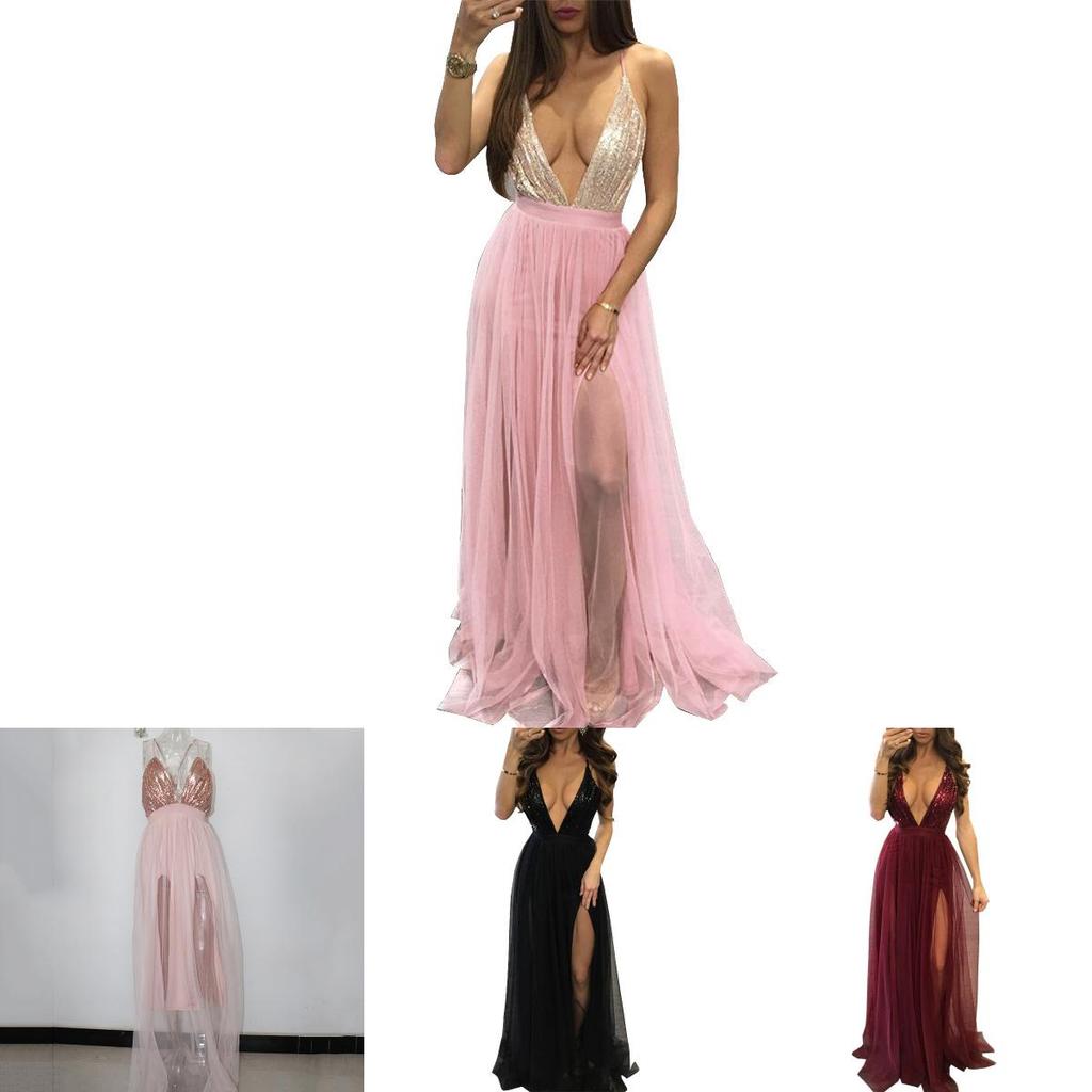 Элегантное женское вечернее платье-слинг для вечеринки с глубоким V-образным вырезом и потрясающим дизайном без спины