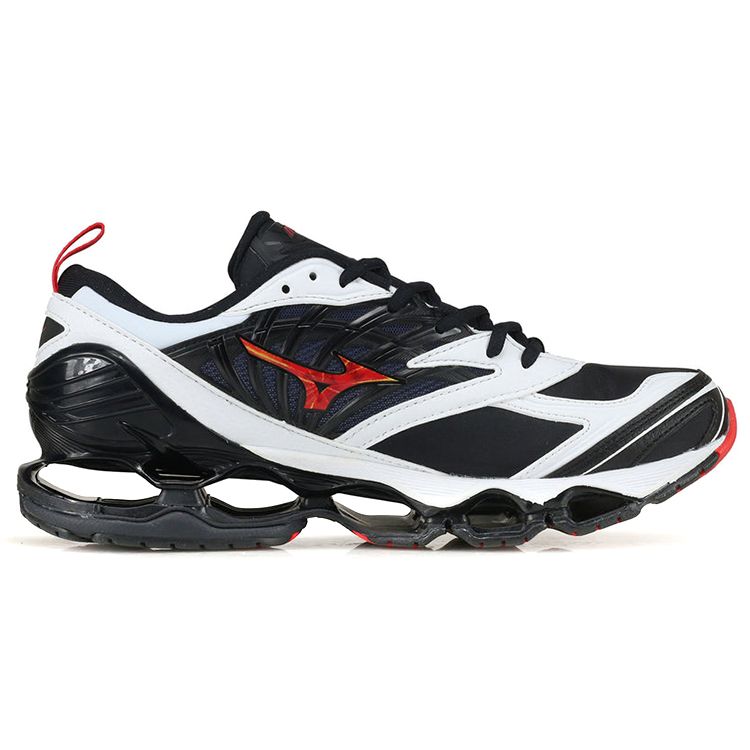Mizuno Wave Prophecy Icon Нескользящие Прочные Ретро Кроссовки для Бега Мужская Обувь Черно-Бело-Красная D1GA212209