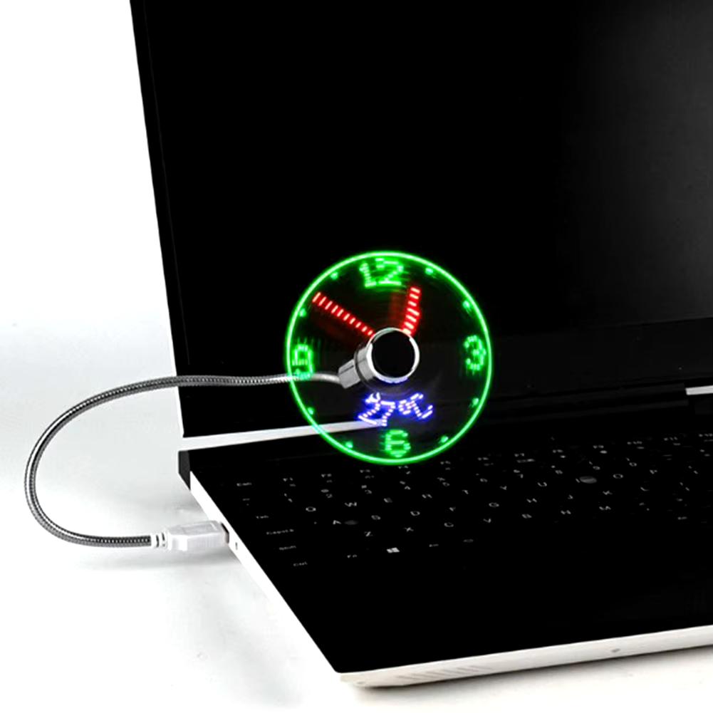 Светодиодный вентилятор с часами, дисплеем времени и температуры – Мини USB-вентилятор охлаждения для ноутбука ПК, ноутбука, постоянного тока 5 В, портативный гаджет