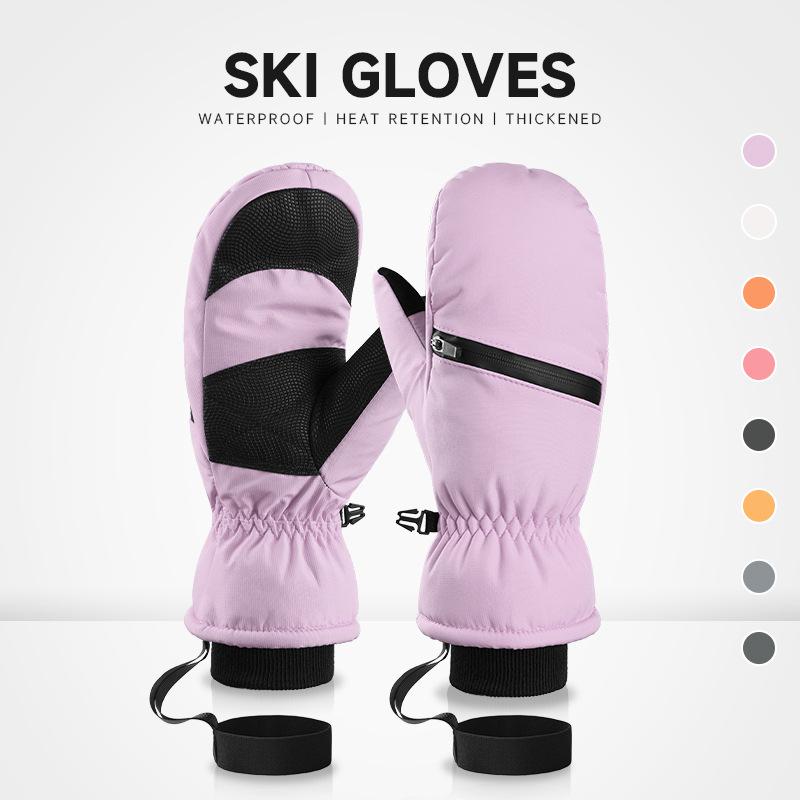 Ski gloves men's and women's winter cold-proof cycling snow three-proof fabric thickened warm outdoor sports gloves