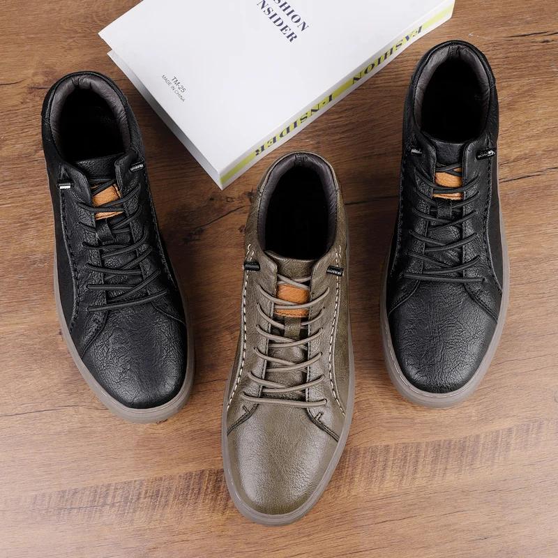 Модный Роскошный Бренд Мужские Ботильоны на Шнуровке Модная Мужская Обувь Натуральная Кожа Мужские Кроссовки Новый Тренд Мужская Удобная Обувь для Ходьбы