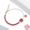 Yinziyun New Cute Ox Good Luck Bracelet for Women New Year Red Plated Real Gold Drops Year of The Ox Red Rope SCB207