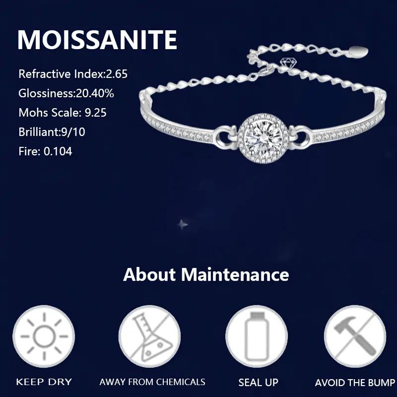 Silver1Carat Moissanite Women's Luxurious Versatile Bracelet Suitable for Daily Commuting, Banquets, Parties, Valentine's Day, Halloween, Christmas,