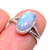 Натуральный Радужный Лунный Камень Драгоценный Камень Этническое Твердое Серебро 925 пробы Подарочное Кольцо S.6 U3u33