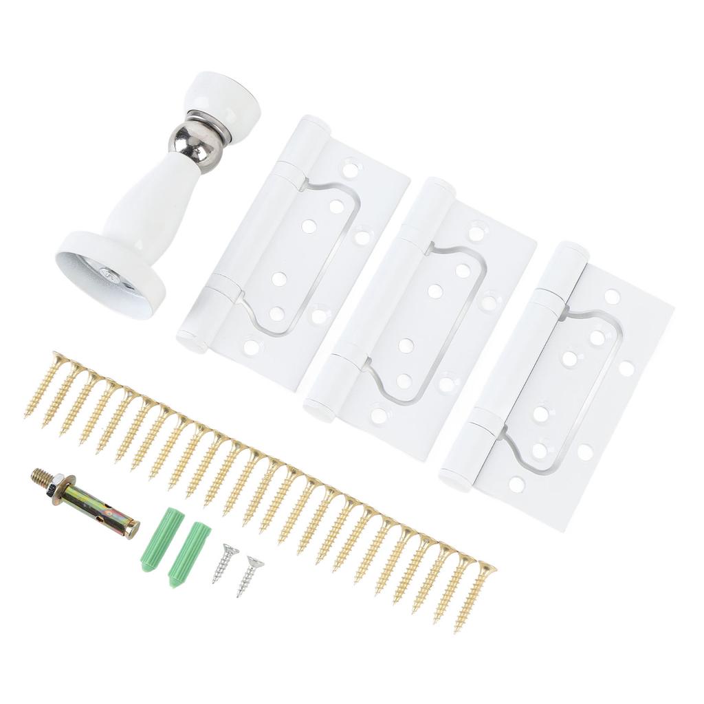 4 Inch Door Hinge with Magnetic Door Stopper Silent Metal Door Hinge for Home Room White