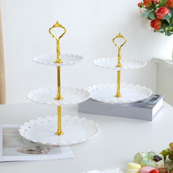 Cupcake Stand Holder Dessert Table Display Rack 2/3-Tier Snack Serving Tray for Tea Party Wedding Baby Shower