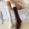 Pure Cotton Knee-high Socks Solid Color Foot Warmers Fashion Long Tight Socks Fall Winter