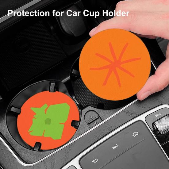 Car Water Coaster 2.36inch Universal Non-Slip Coaster Car Cup Holder Coaster Double-Sided Fruit Design
