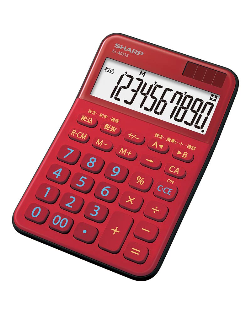 Sharp Color Design Calculator 10 Digit Display Red EL-M335-RX