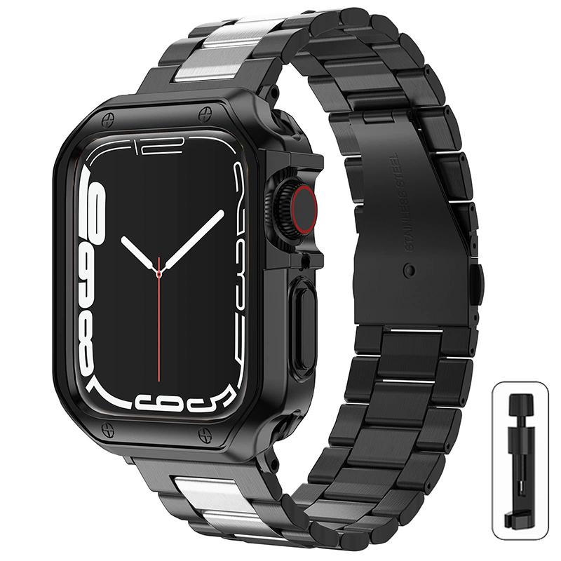 Металлический ремешок + ТПУ чехол для Apple Watch Ultra Ремешок 49мм 41мм 45мм 40мм 44мм Чехол Браслет из нержавеющей стали Серия 8 7 6 SE 5 4 42мм