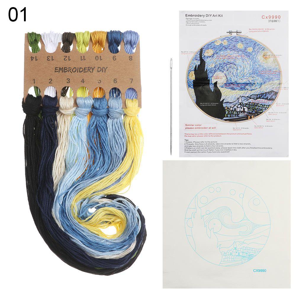 Рукоделие Орнамент Швейные Принадлежности Пяльцы Игла Дырокол Цветочная Вышивка Крестом Набор