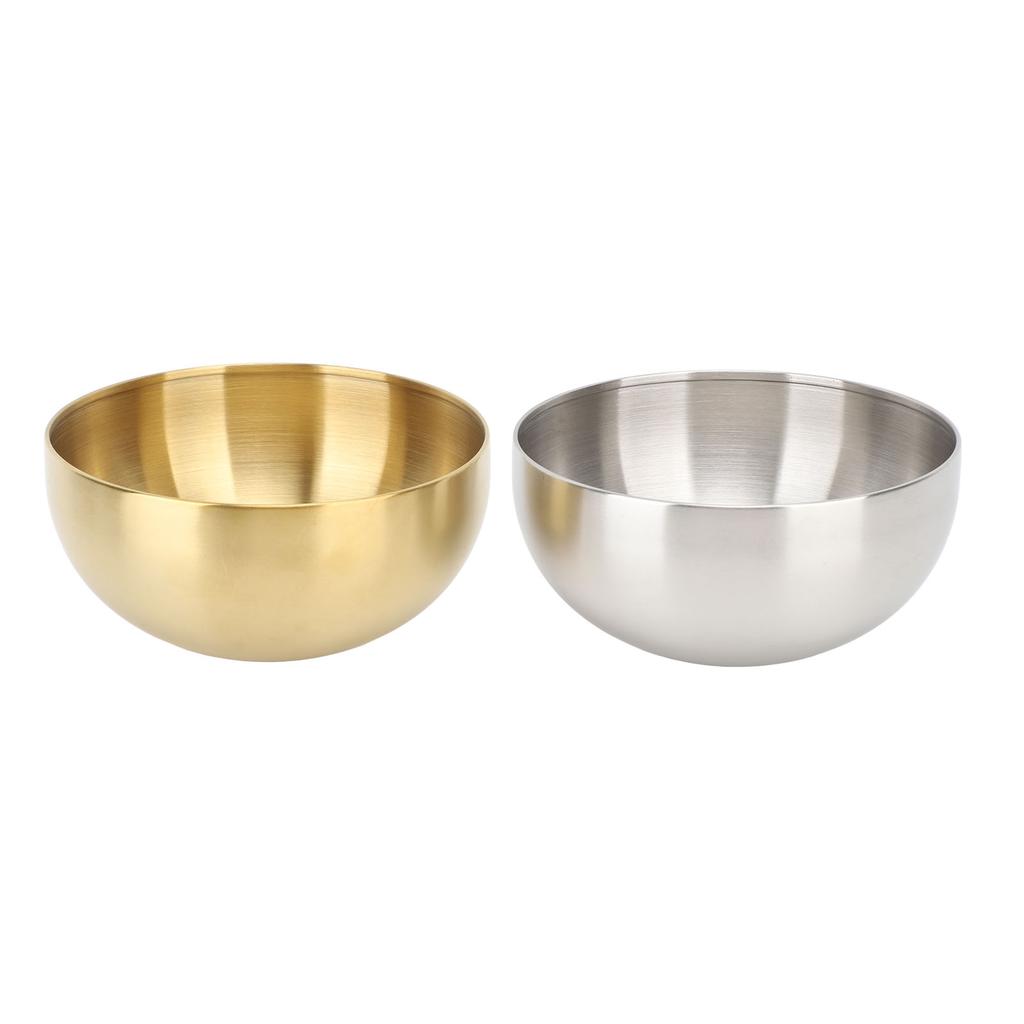 2pcs Stainless Steel Salad Bowl Double Walled Insulation Mixing Bowls Portable Round Bowl for Pasta