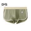 Men Boxer Underwear Mid-rise Elastic Waistband Patchwork Color Shorts Briefs U-convex Ribbed Panties Daily Wear