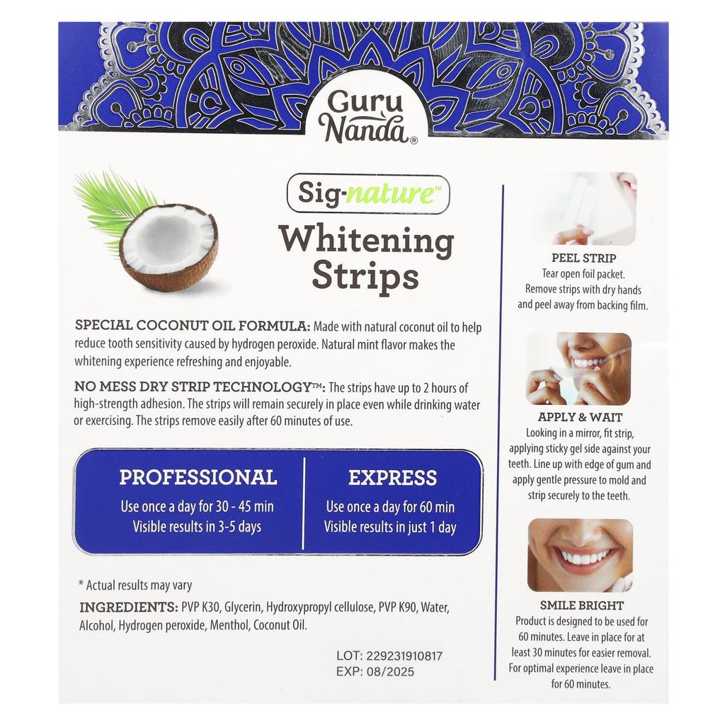 GuruNanda Отбеливающие полоски Sig-Nature, 14 упаковок