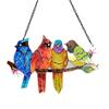 Stained Glass Window Hanging Suncatcher Vivid Color Easy To Hang Hand-Painted Bird Window Hangings Pendant
