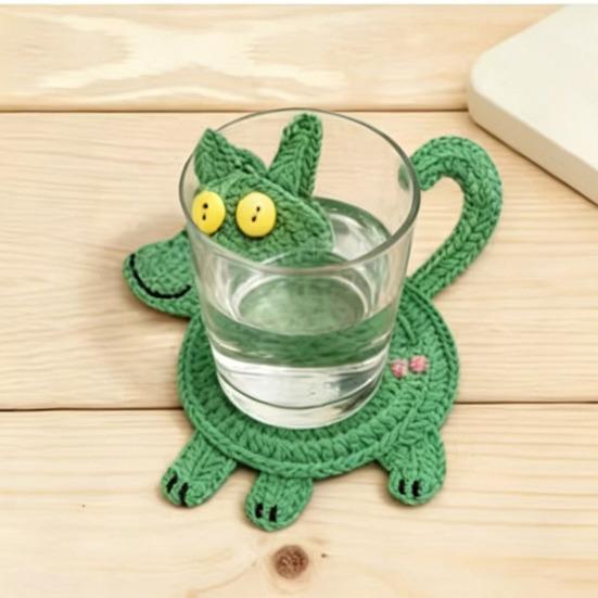 6PCS Wooden Coaster Cute Insulation Non-Slip Design Puppy Shape Thermal Durable