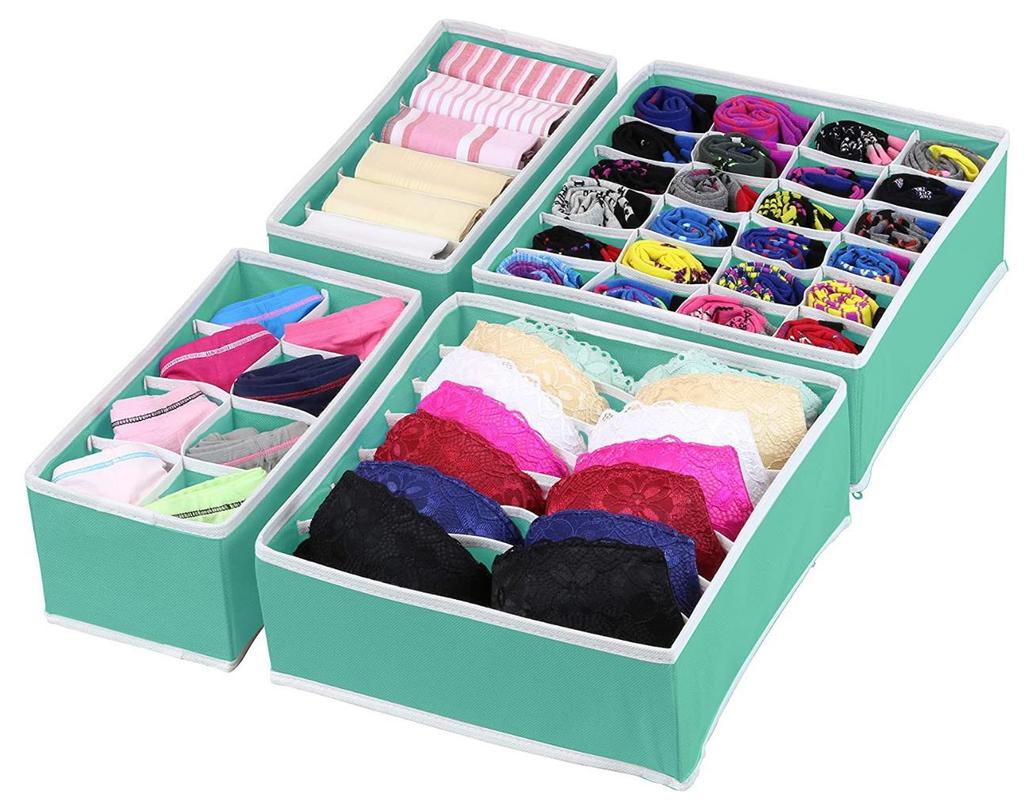 4Pcs Bra Organizer Box Set Underwear Houseware Drawer Divider Storage Drawer Grid Storage Box