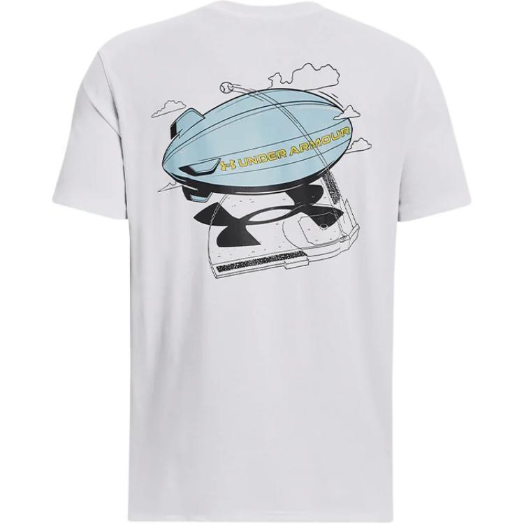 Under Armour T Shirts Men's White Crew Neck Moderate Straight Fit Unisex 1379556-100