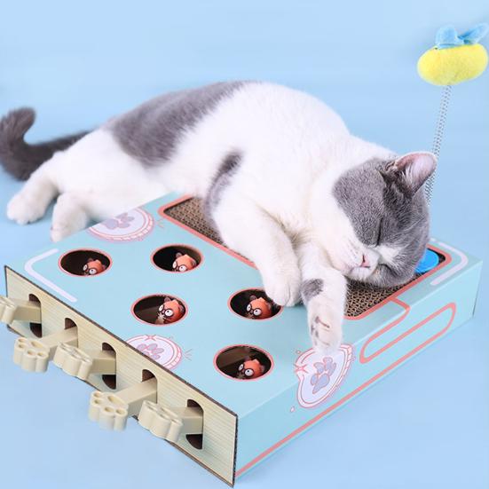 Игрушка для кошек «Бей крота» 3 в 1 интерактивная картонная когтеточка с игрушкой «Бей крота» для кошек, живущих в помещении