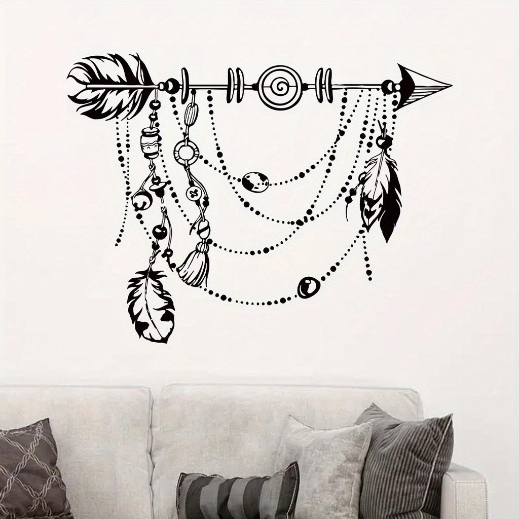 Black Arrow Feather Hominid Jungle Wall Stickers Wall Stickers Removable For Bedroom Living Room Foyer Decoration Wall Decals