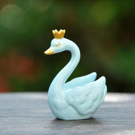 Фигурка Лебедя Прекрасная Миниатюрная Фигурка Кукла DIY Украшение для Торта Симуляция Короны Фигурка Лебедя Смола Модель Животного Рождественский Свадебный Подарок