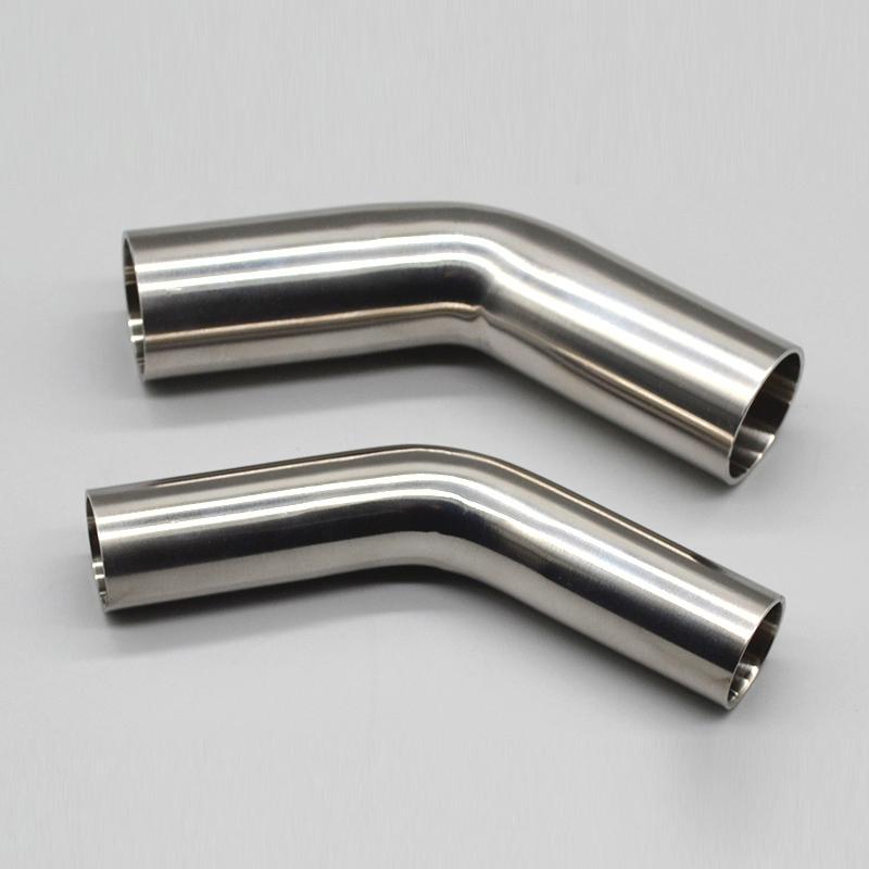 Stainless steel non-standard exhaust 45 degree elbow 70mm extended and 200mm extended at both end exhaust bend