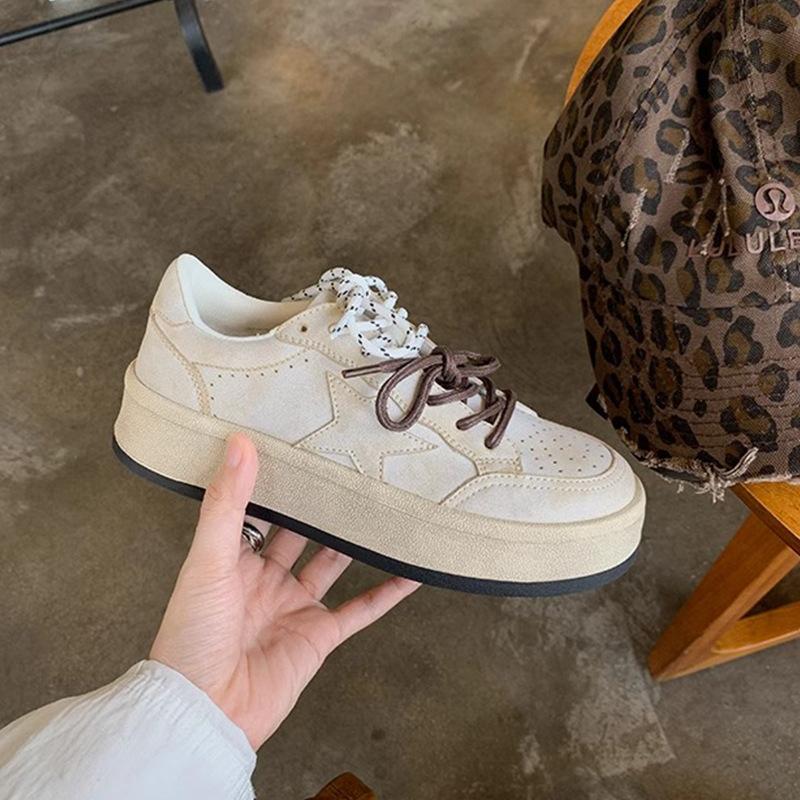 Виноградная мать, тот же стиль, звезда ретро старые шнурки, маленькие грязные туфли, универсальные толстые подошвы для увеличения роста, повседневные грязные туфли,