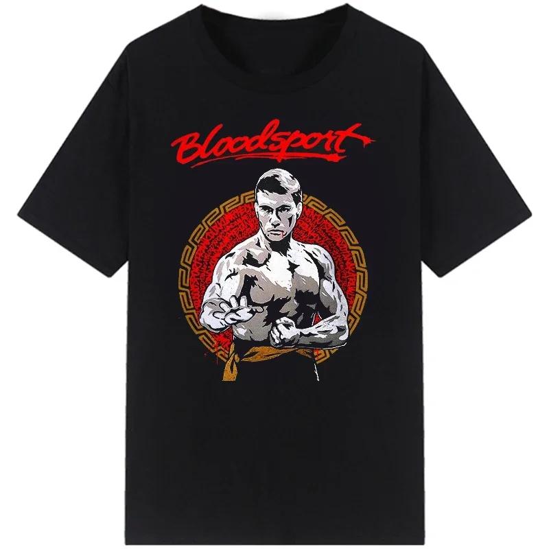 Classic Movie Black Van Damme Bloodsport T-shirt Unisex fighting New Short-sleev Fashion Loose Breathable Graphic T Shirts Tops