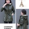 Autumn Winter Women's Fleece Leather Jacket Slim Plus Velvet Hooded Leather Biker Jacket Thick Flocked Leather Coat