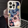 Чехол для телефона iPhone 17 Air 16E 15 16 Pro Max Милый Цветочный Платок Кот Чехол 14 Plus 13 12 Mini Мягкий Силиконовый Fundas