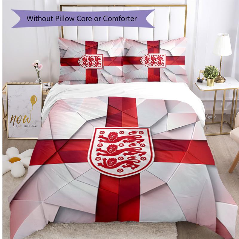 England Football Printed Bedding 3 Piece Set Cozy Breathable Bed Cover Set as Housewarming Holiday Gift