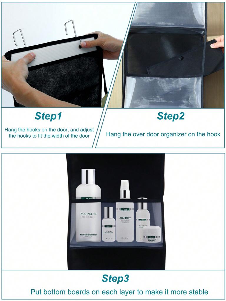 1pc 4 Layer Over The Door Hanging Organizer,Cosmetics Wall Hanging Storage Organizer,Large Capacity Mesh Holder With Clear Pockets Hanging Storage Bag