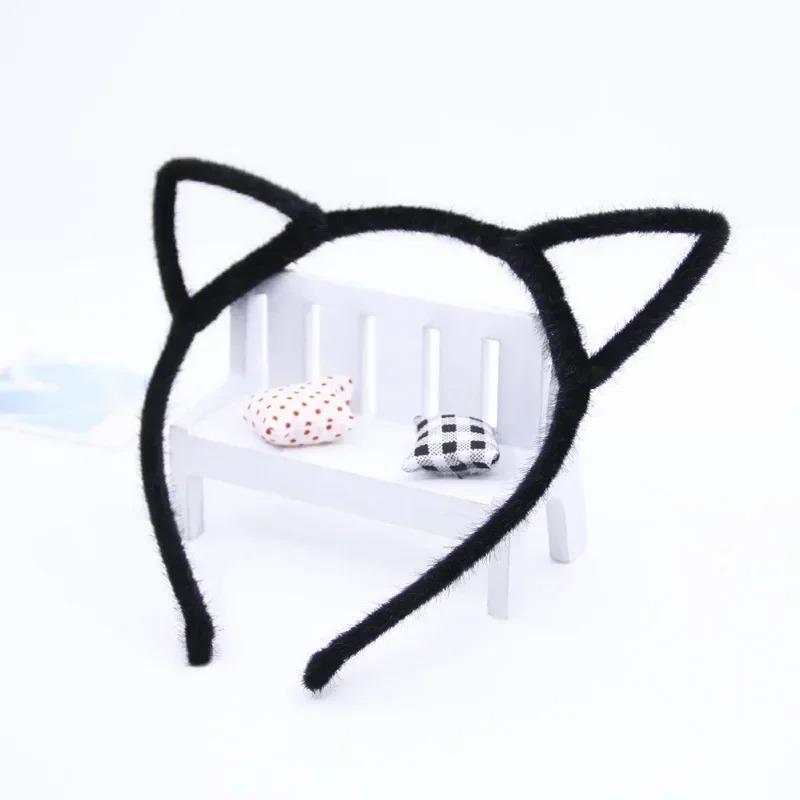 Leopard Print Plush Cat's Ears Shaped Cartoon Hair Band Versatile Hair Clip Girl Head Band Creative Gifts