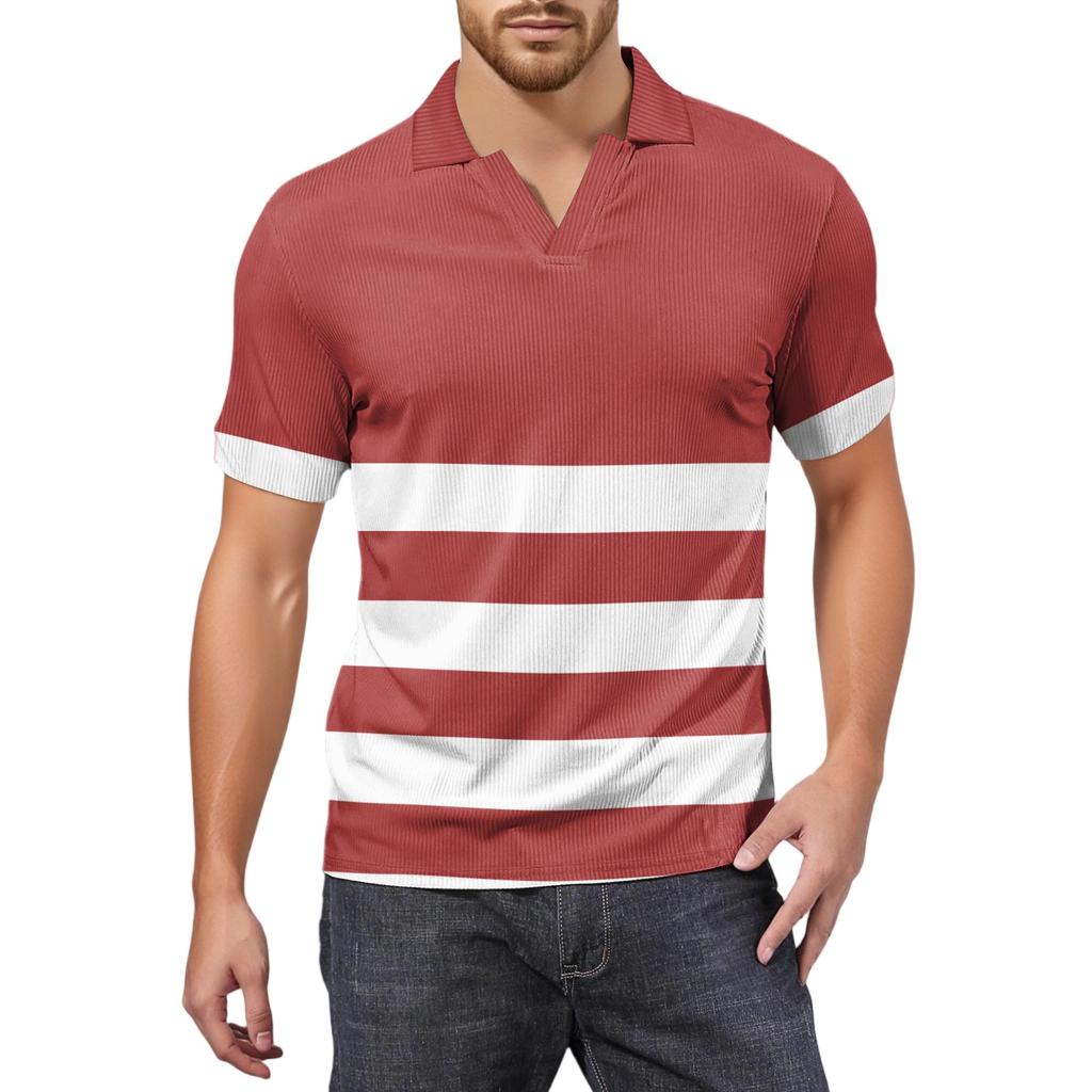 Мужская модная футболка для гольфа с коротким рукавом и V-образным вырезом