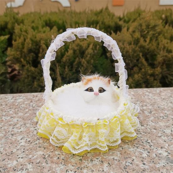 Реалистичная игрушка для кошек со звуком, портативная кружевная корзина с цветами, имитация искусственного меха, модель котенка, украшение, украшение для детей, любителей домашних животных, подарок на день рождения