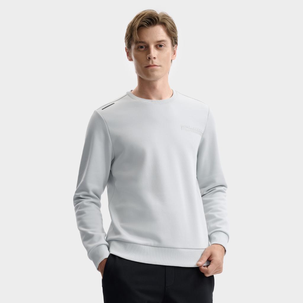 Fila Белый Модный Простой Классический Текстурный Повседневный Универсальный Флис Теплый Пуловер Свитшот с Круглым Вырезом Мужской свитшот Серый F11M543212FGY