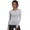 Auroth Long Sleeve Yoga Shirts With Thumb Hole Women Gym Sports Top Solid Color Running Slim Stretch Fitness Shirts