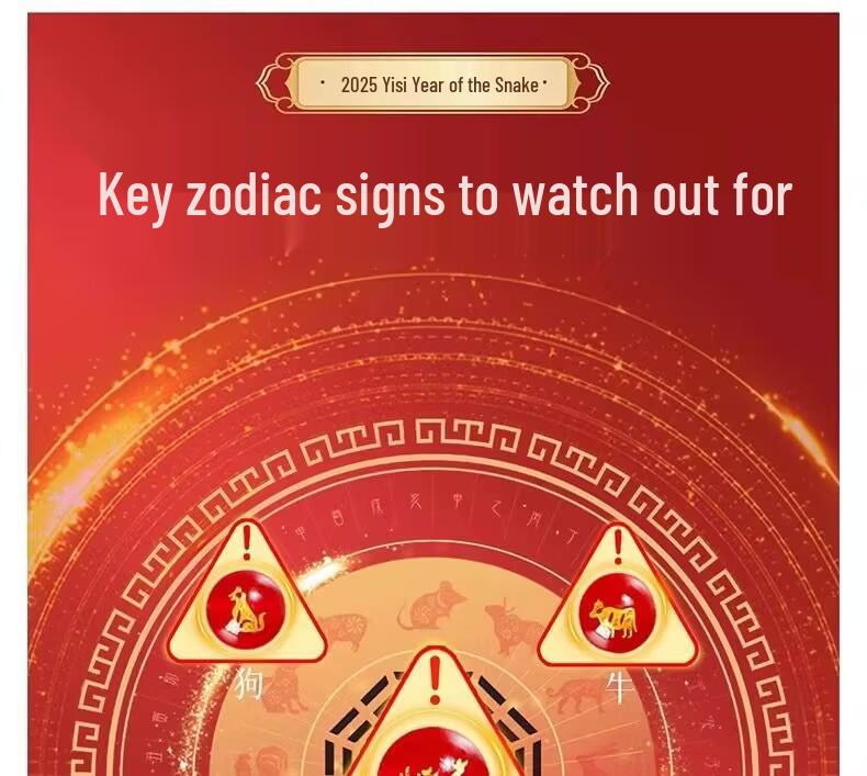 Браслет из красной нити 'Год Змеи 2025' с талисманом 'Пять Путей Бога Богатства'