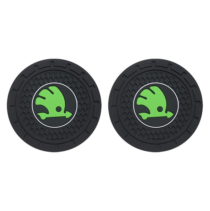 JKFB8 1/2Pcs PVC Silicone Car Coaster Water Cup Slots Non-Slip Mat Waterproof Anti Slip For Skoda Rapid Yeti VRIS Kodiaq Octavia a5 a7