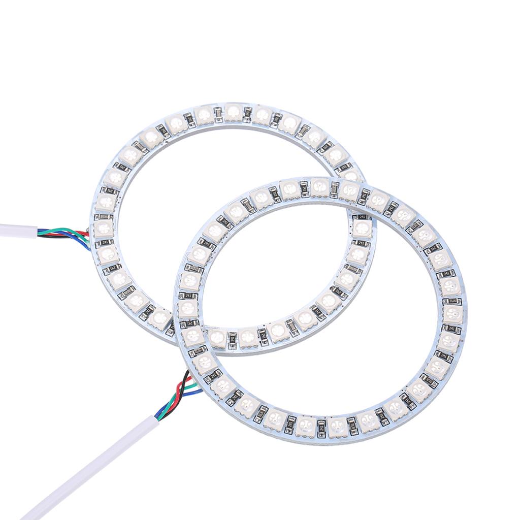 DC12V 10W 2 * 80MM RGB Multi-colored LED Angel Eyes Halo Ring SMD5050 with Remote Control Brightness
