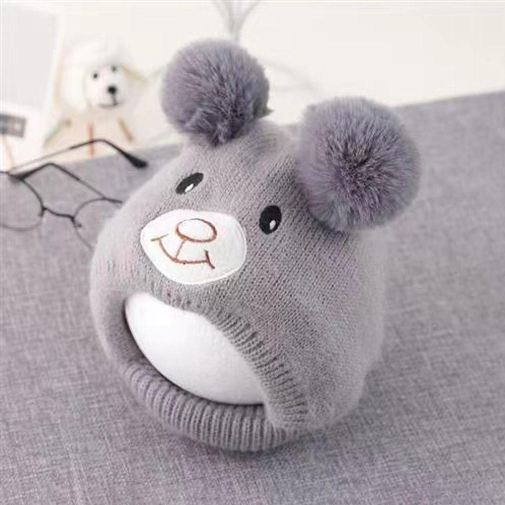 Neck Cover Baby Knitted Hat Keep Warm Bonnets Cute Bear Earflap Hat Toddler Boy Girl