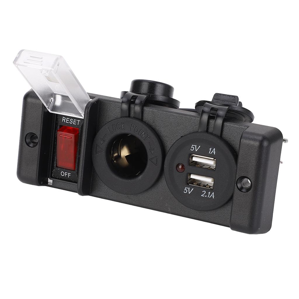 3 в 1 комбинированный выключатель питания с красным светом, автоматический выключатель с двумя USB-портами и прикуривателем 12 В