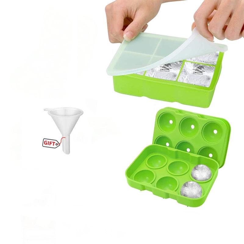2 Pack Silicone Ice Ball Maker Mold with Leak-Proof Lid Whiskey Sphere Ice Cube Trays for Bourbon Cocktails Easy Release