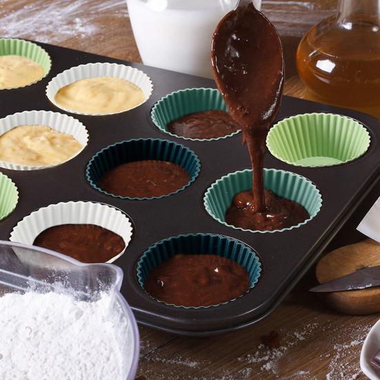 24 шт. Силиконовая форма для торта Гибкая Легко моется Цвета Моранди Многофункциональные формы для выпечки маффинов, вафель, пудингов