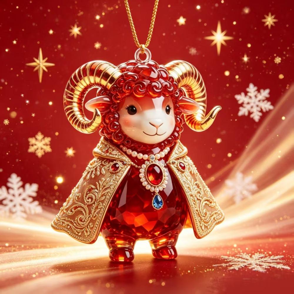 2D Flat Goat Hanging Ornament Artificial Rhinestone Animal Hanging Decoration Festive Occasions